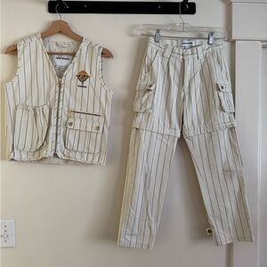 Mini Rodini kids striped cargo pants and vest